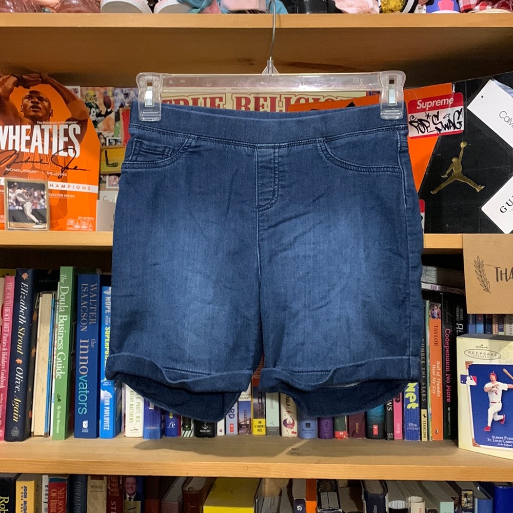 LANDS’ END-girls dark wash ‘PULL-ON JEGGING SHORT’s